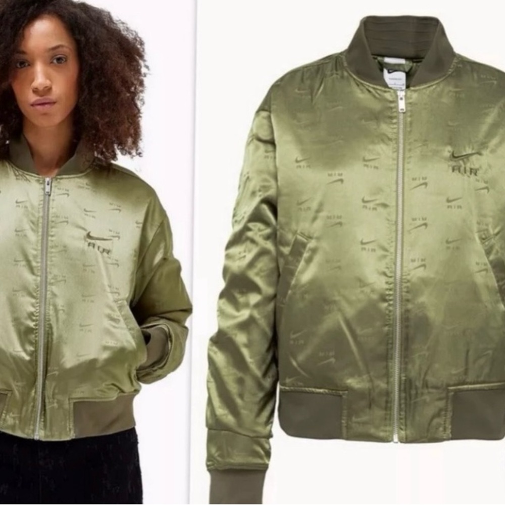NWOT-Nike Air Green Satin Bomber